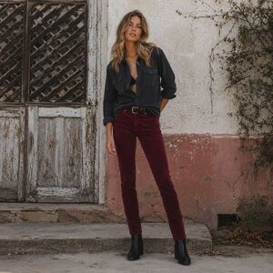 AG ADRIANO GOLDSCHMIED Womens Jeans Farrah Skinny High‎ Rise Velvet Burgundy 28R